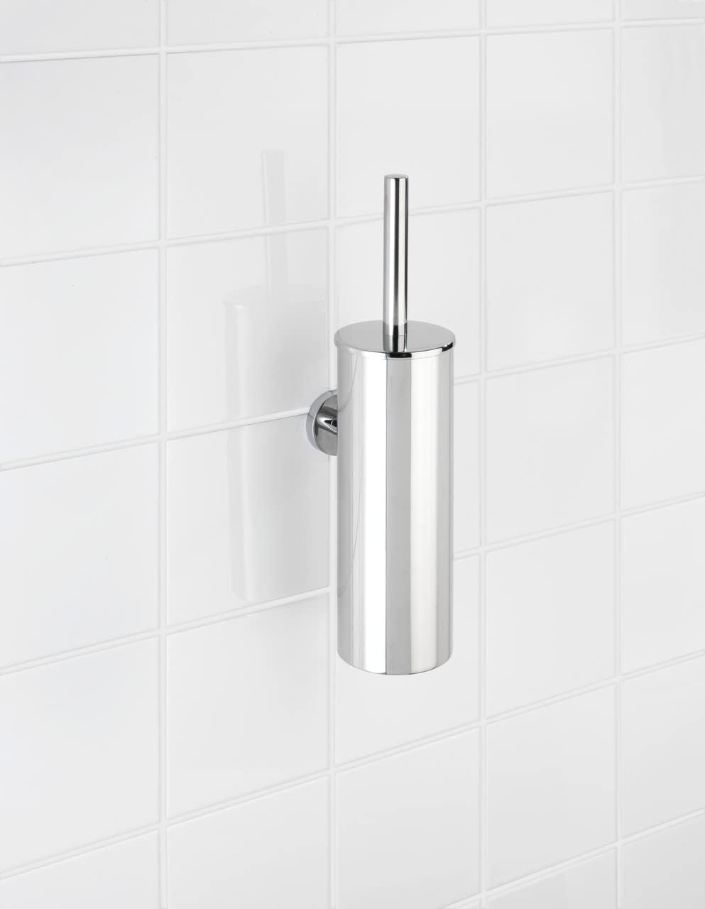 WENKO WC-Garnitur geschlossen Bosio Edelstahl glänzend - WC-Bürstenhalter, Edelstahl rostfrei, 9 x 4