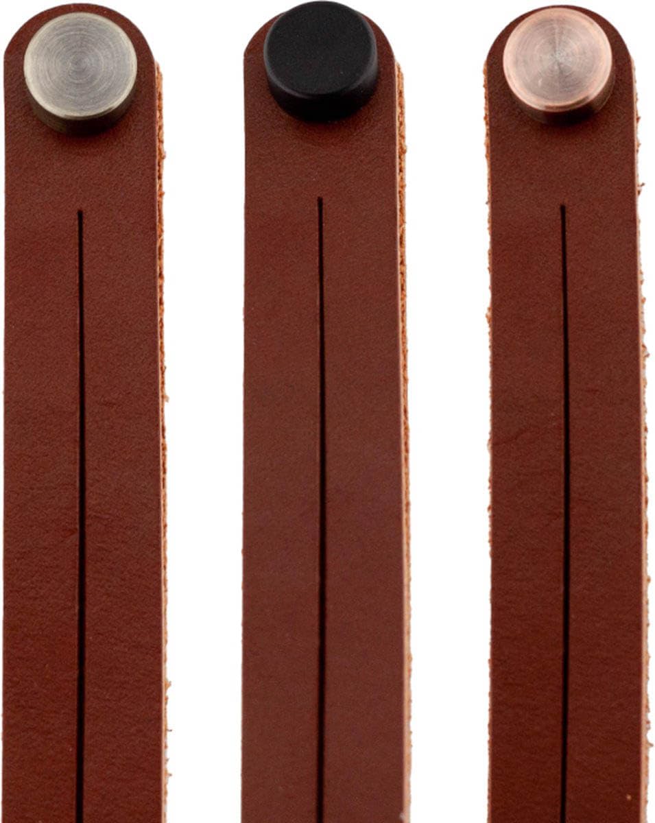 Brute Strength - Regalträger leder - Geteilte Linien - Cognac - 6 Stück - Regalstützen - Wandstützen