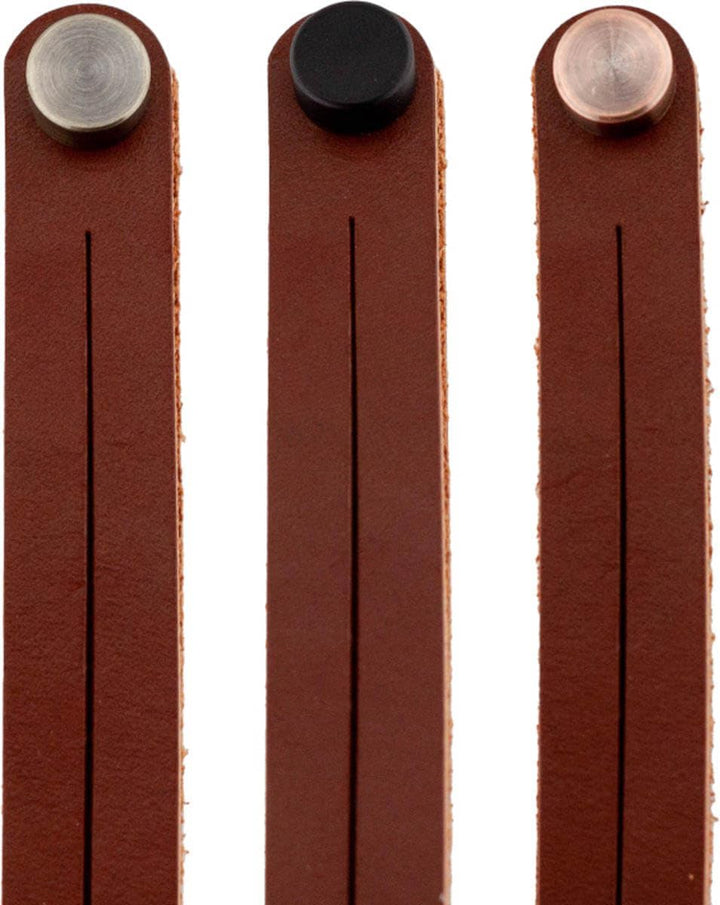 Brute Strength - Regalträger leder - Geteilte Linien - Cognac - 6 Stück - Regalstützen - Wandstützen