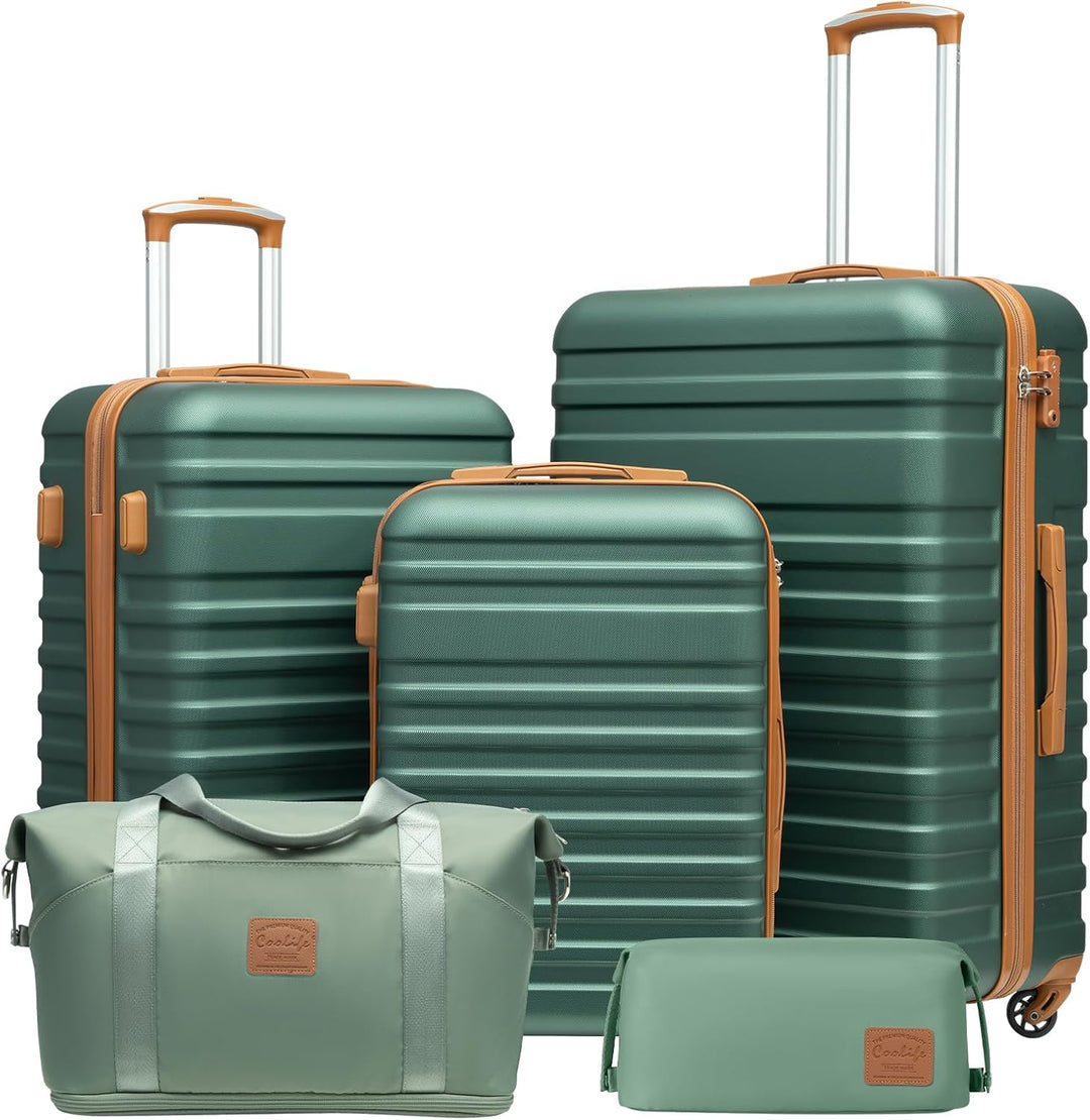COOLIFE Koffer Trolley Koffer Reisekoffer von ABS Hartschalen Trolley 4 Rollen TSA-Schloss Der Koffe