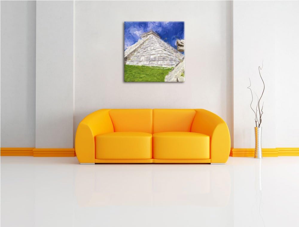 Maya Tempel in Mexiko, Format: 70x70 auf Leinwand, XXL riesige Bilder fertig gerahmt mit Keilrahmen,