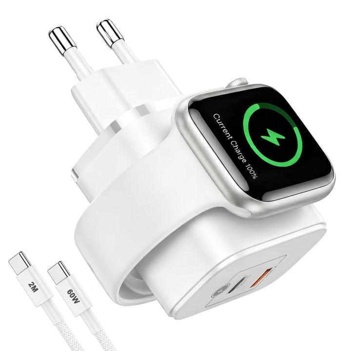 Ladegerät für Apple Watch, 3-in-1 20W USB C iPhone Ladegerät PD Schnellladegerät, USB C Netzteil mit