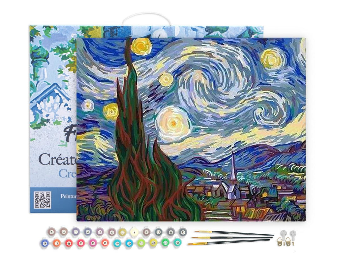 Figured'Art Malen Nach Zahlen Erwachsene Mit Rahmen Van Gogh Sternennacht - Paint by Numbers Basteln