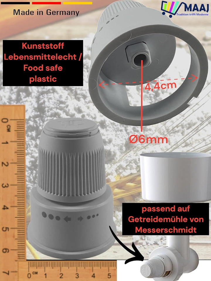 ERSATZTEILE FÜR GETREIDEMÜHLE VON MESSERSCHMIDT WIE EINSTELLEINHEIT TRICHTER - MADE IN GERMANY (Eins