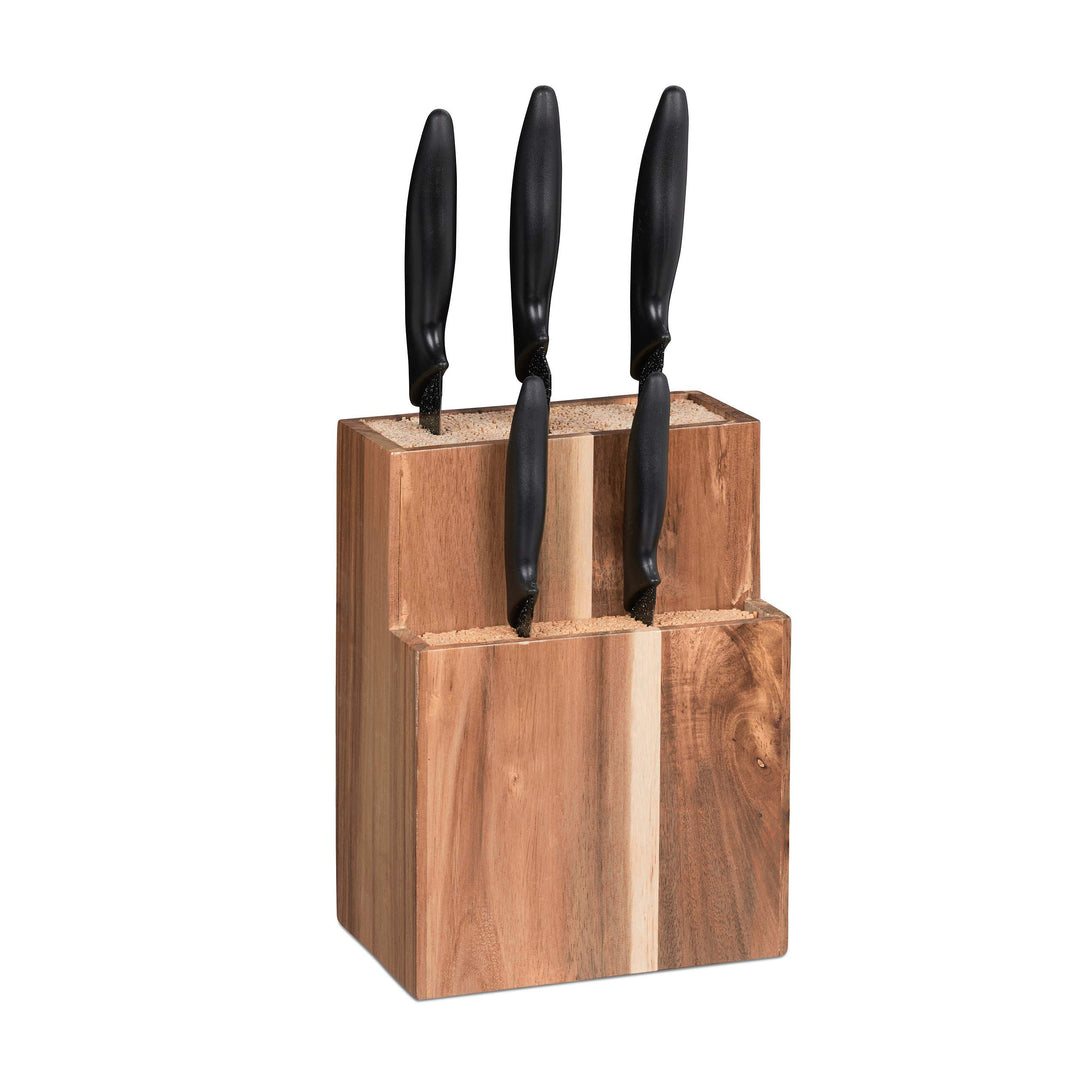 Relaxdays Messerblock unbestückt mit Borsten, ohne Messer, für 11 Messer aller Art, Messerhalter HBT