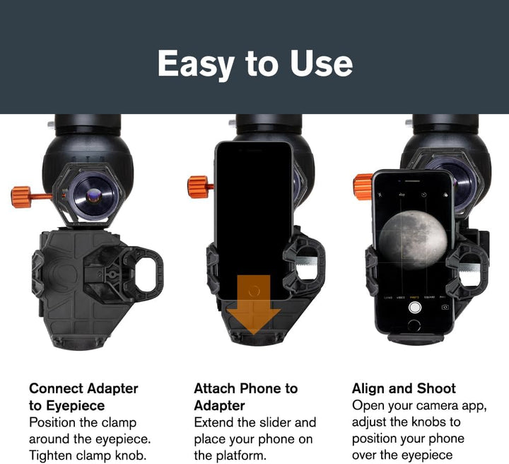 Celestron 81038 NexGo DX Universelles Smartphone Adapter-Set für Digiscoping und Astroimaging mit Bl