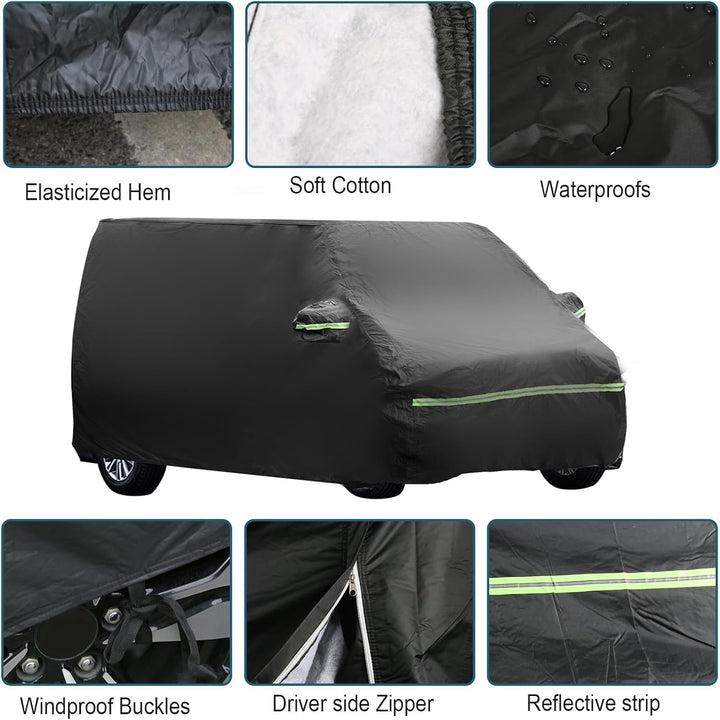 Vollgarage für VW T5 T6, Verbessert 300D Baumwollfutter, Gewicht 5KG, Wasserdicht, Autoabdeckung Ers