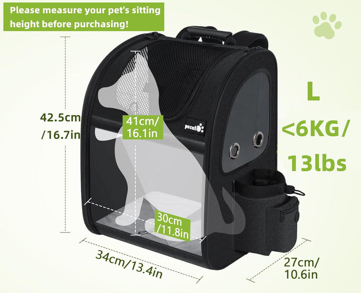 pecute Hunderucksack, Erweiterbar Faltbar, Katzenrucksack Grosse Katzen mit Anti-offener Reissversch