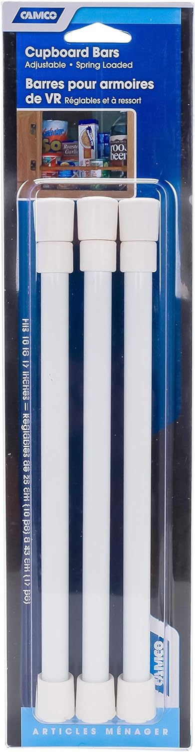 Camco 44063 Kühlschrankstangen für Caravan, von 25,4 bis 43,2 cm, Weiss, 3 Stück