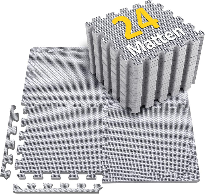 Bodenschutzmatte Fitness Set [31x31cm], 24/36/48 Puzzlematte, EVA Sportmatte Fitnessmatte Rutschfest