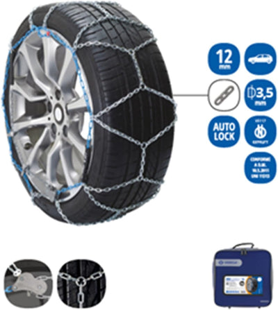 Veriga PC12-080 PRO COMPACT 12mm Schneeketten Satz (1 Paar= 2 Stück) manuelle Spannung für PKW 43116