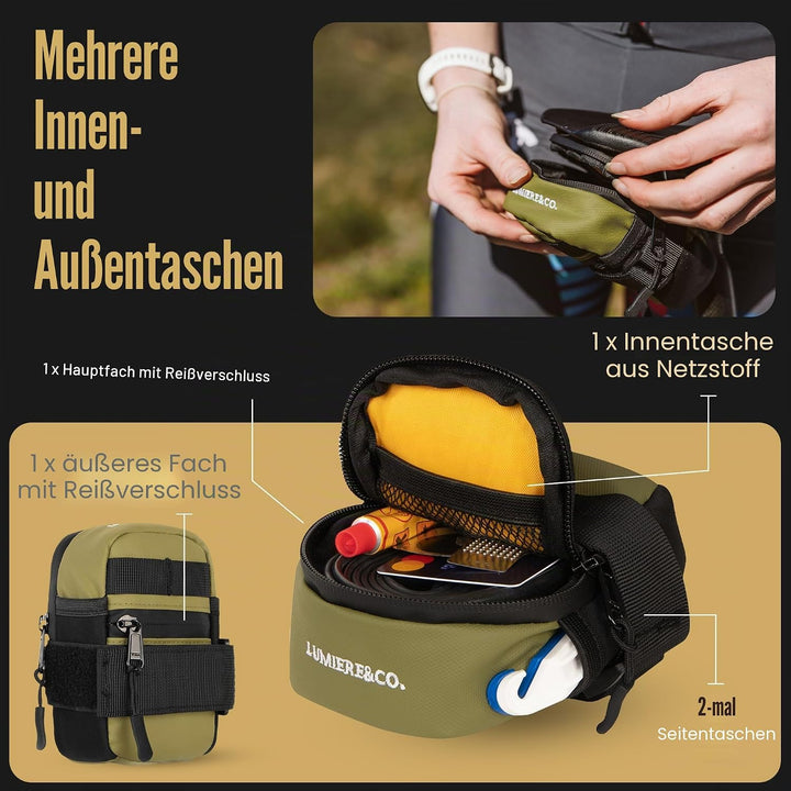 Lumiere &amp; Co. Ultra Kleine Fahrradsatteltasche – 0,2L | 5″ × 3″ × 1″ | Sehr minimalistisches Design,