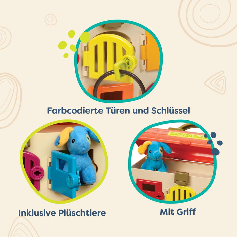 B. toys Tierarztkoffer für Kinder mit Kuscheltieren, Stethoskop, Spritze und mehr – Arztkoffer Tiera