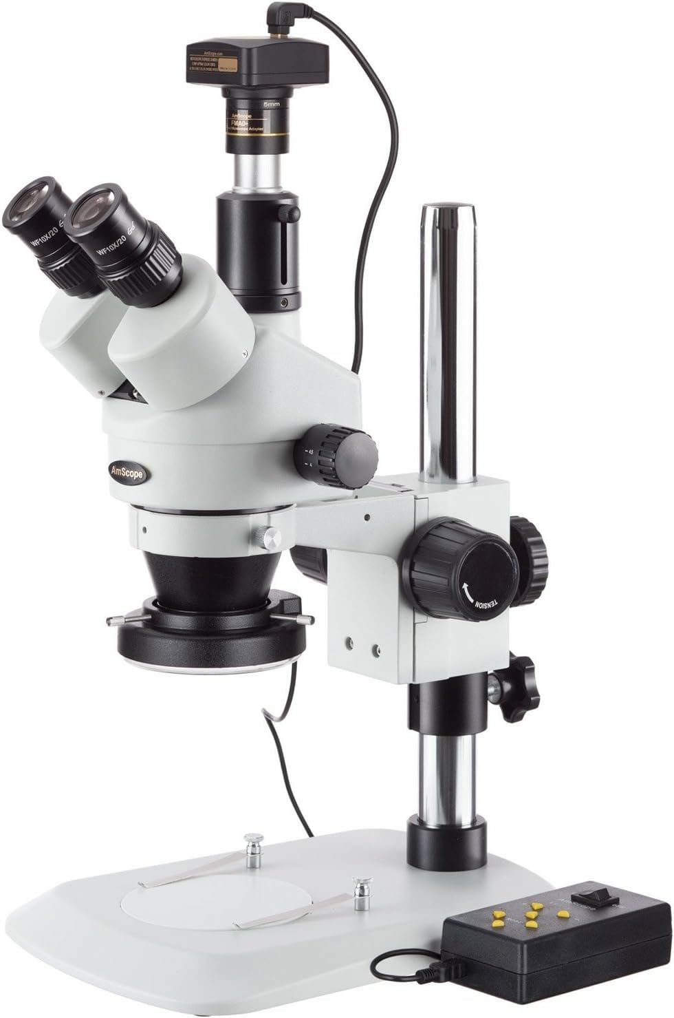 AmScope SM-1TNZ-144A-10M Zoom-Stereomikroskop mit 10MP-Kamera und 144-LED-4-Zonen-Licht, 3.5X-90X