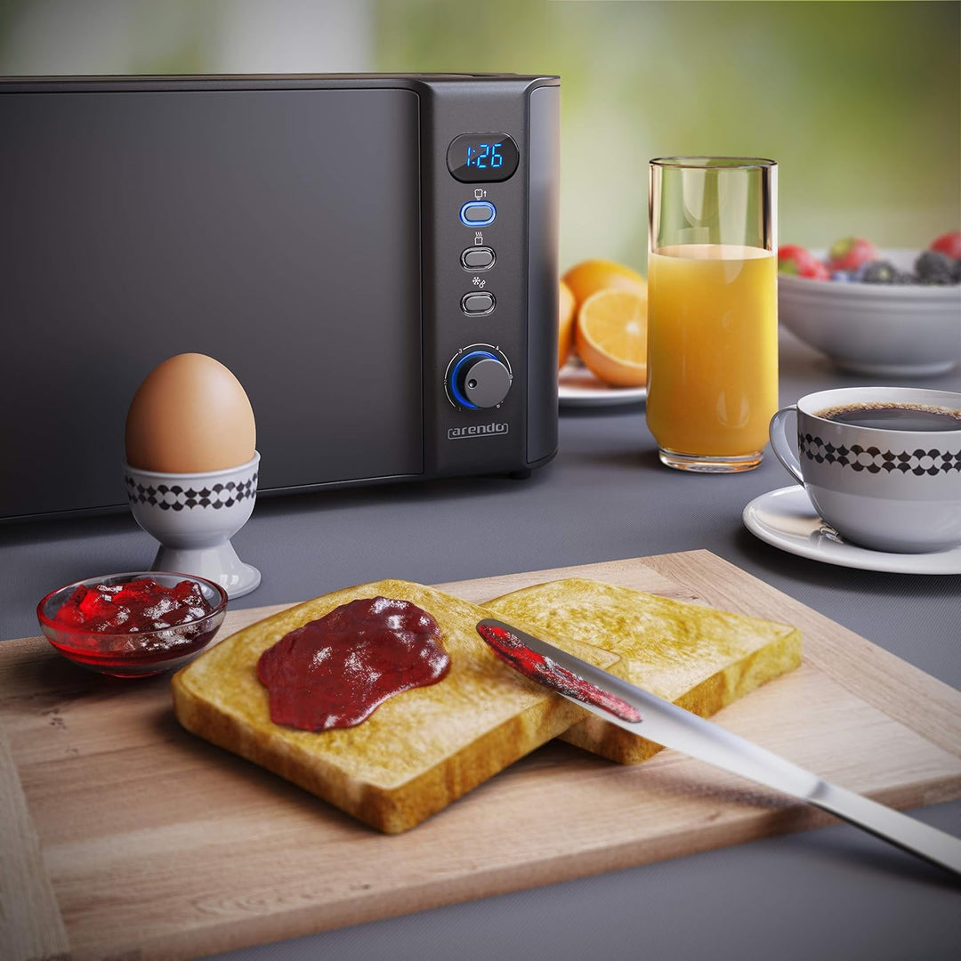 Arendo - Toaster Langschlitz 2 Scheiben - Defrost Funktion - 1000 W - Doppelwandgehäuse - Integriert