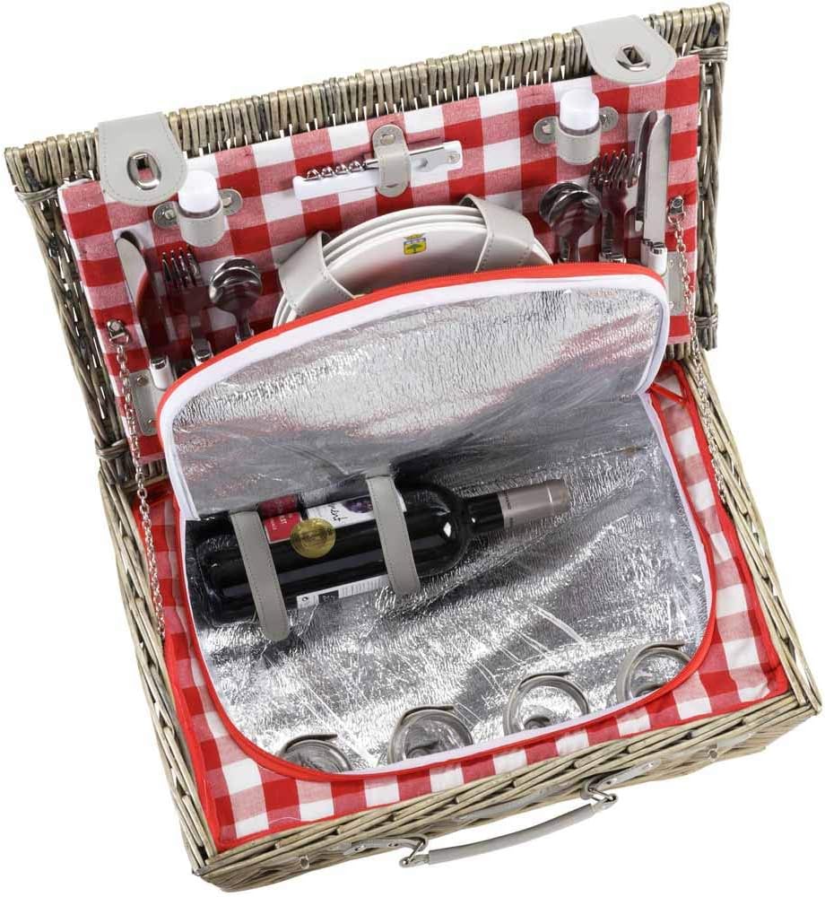 Les Jardins de la Comtesse - Picknickkorb Marly - Komplett Für 4 Personen - Kühlfach - Keramikteller