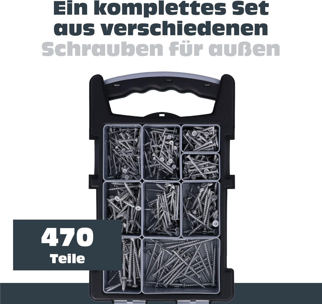 HELPMATE Edelstahlschrauben Set PZ - 470 Universalsschrauben A2 für Aussen, hochwertige Sortimentsbo