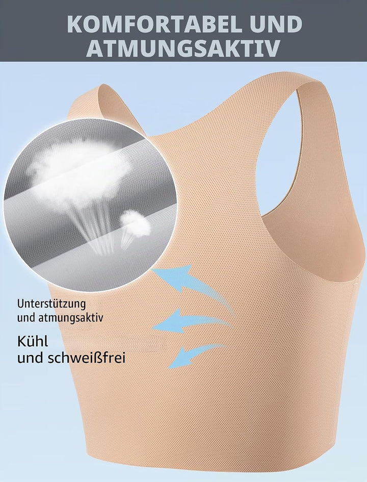 XUJI Brust Binder Trans FTM Atmungsaktive Kompression Nahtlos Top für Transgender XXL Nude, XXL Nude
