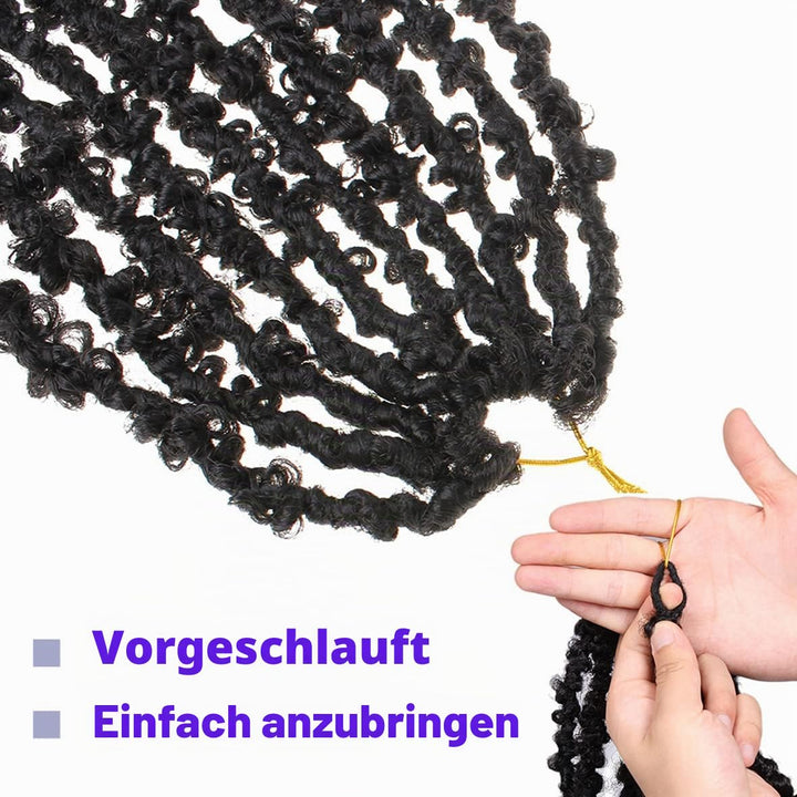 Leeven 12 Zoll Butterfly Faux Hair 6 Packs Pre Looped Distressed Locs Crochet Braids Hair Extensions