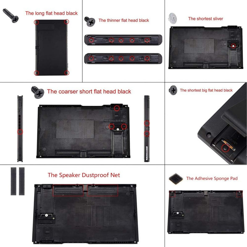 eXtremeRate Hülle Case für Nintendo Switch Joycon/Konsole, Rückgehäuse&Kickstand für Switch Console,