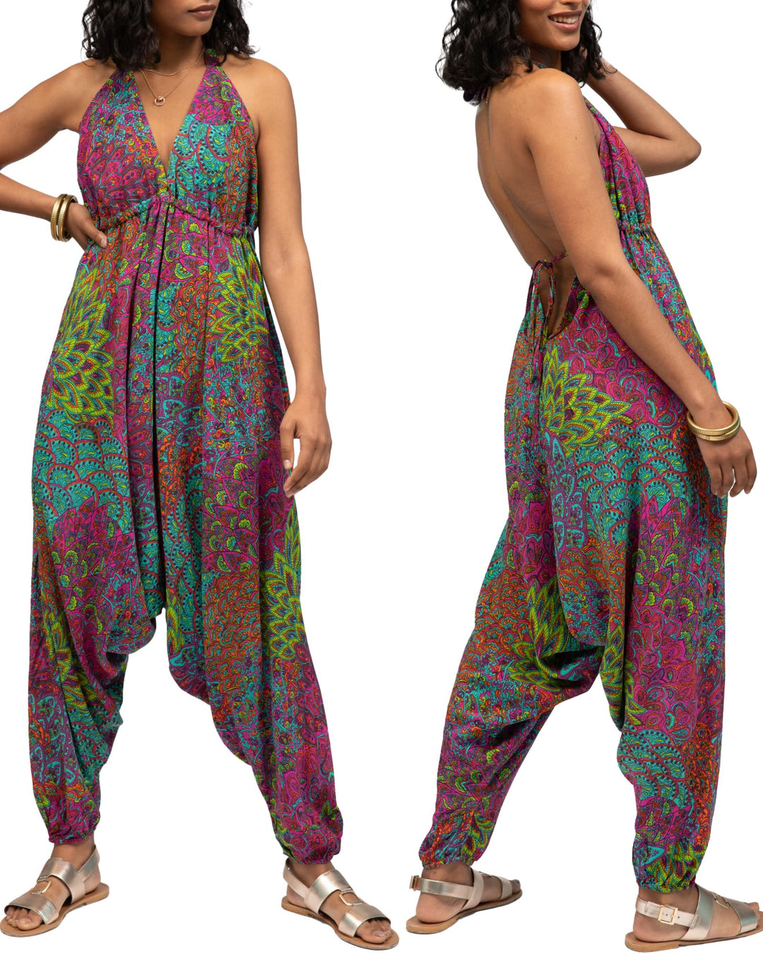 likemary Damen Harem Jumpsuit Einheitsgrösse Aquamarin Pink, Einheitsgröße Aquamarin Pink