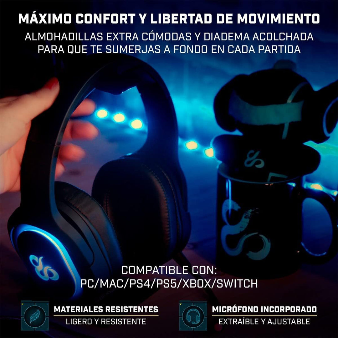 Newskill Scylla Gaming-Kopfhörer, kabellos, mit Mikrofon, vollständig abnehmbar, kompatibel mit PC,