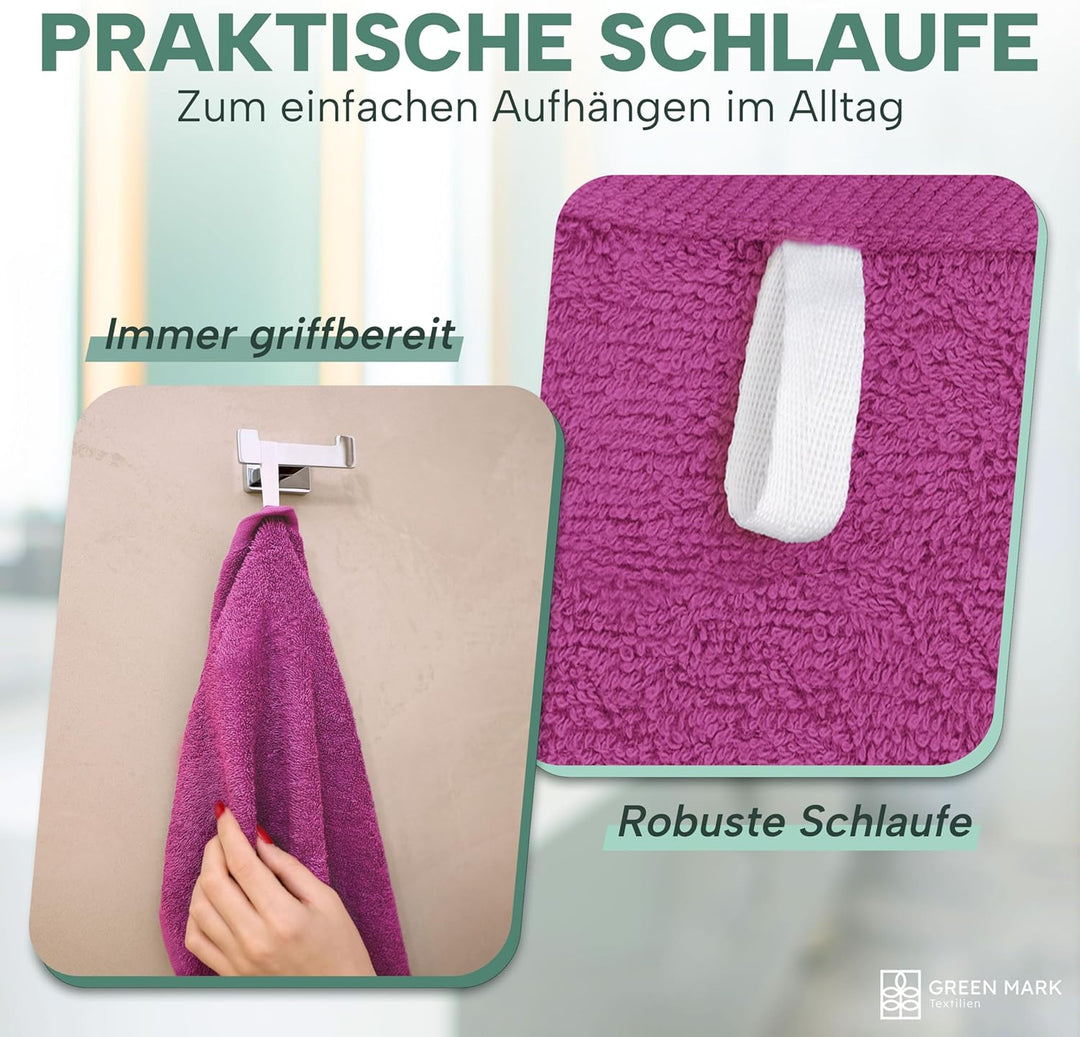 NatureMark NM-HT0701 8-er Spar-Pack Frottier Handtücher, 50 x 100 cm, Pink, Pink