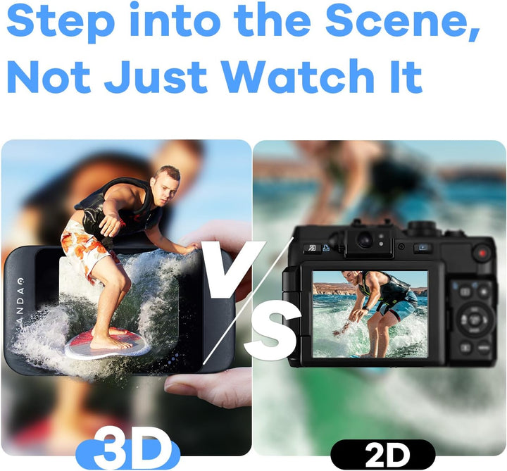 KanDao 3D-Kamera, 3D Sofortbild-Digitalkamera, 180 Grad stereoskopische Kamera, 3D-Videokamera für V