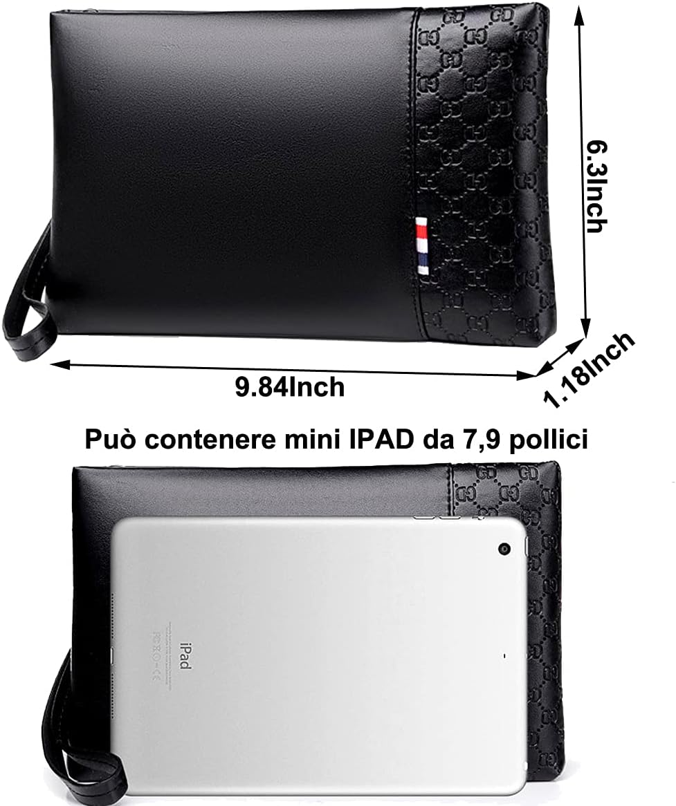 A-QMZL Handgelenktasche für Herren Handgelenk Handtasche Handgelenktasche PU Leder Grossraum-Clutch