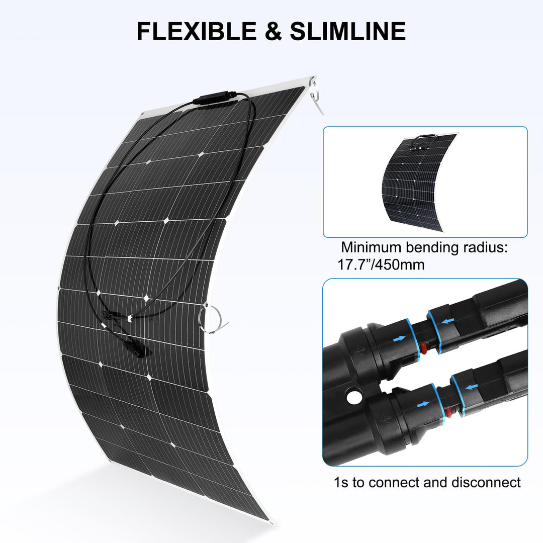 【240W 12V Flexibel Solarpanel Kit】DERUXI 2x120W Flexibles Solarmodule+30A Laderegler+Y Solarstecker+