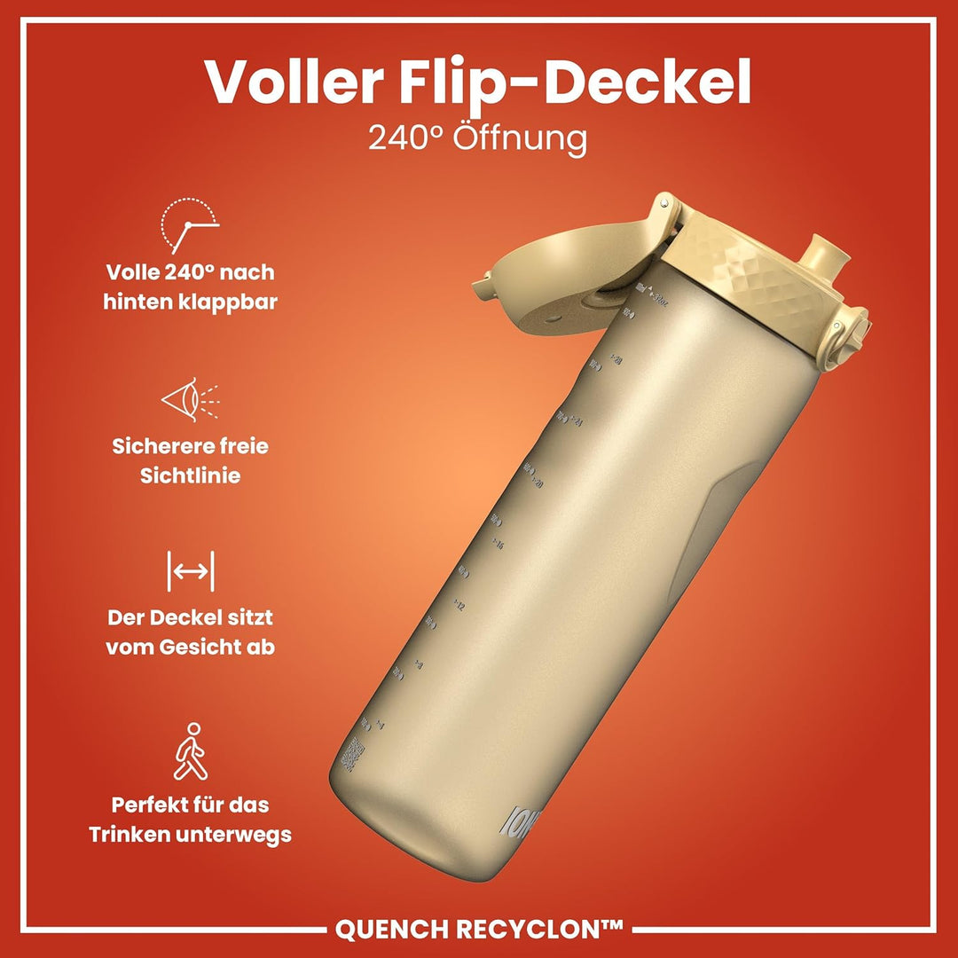 ION8 1 Liter Trinkflasche, 1000ml, Auslaufsicher, Einhandöffnung, Sichere Verriegelung, Spülmaschine