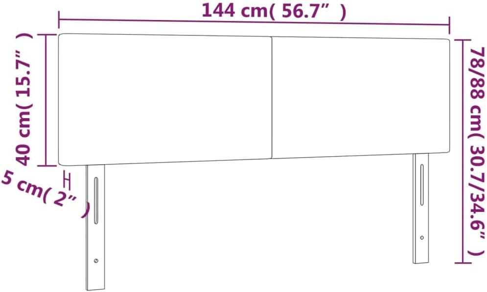 vidaXL Kopfteil 2 STK., Bettkopfteil mit Holzbeinen, Höhenverstellbar Polsterkopfteil für Bett, Bett