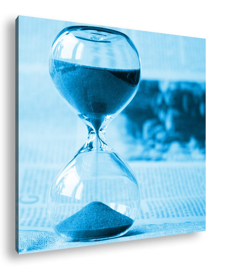 deyoli Elegante Sanduhr auf Einer Zeitung im Format: 70x70 Effekt: Zeichnung als Leinwandbild, Motiv