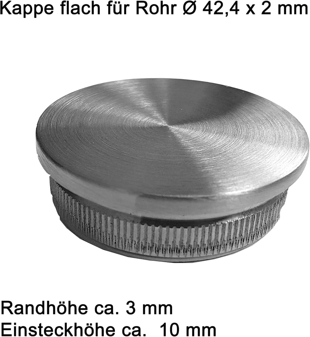 Edelstahl Geländer V2A Endkappen Rohrstopfen Rohrkappe - Geländerrohre Ø 42,4 mm, Ausführung:KA14 En