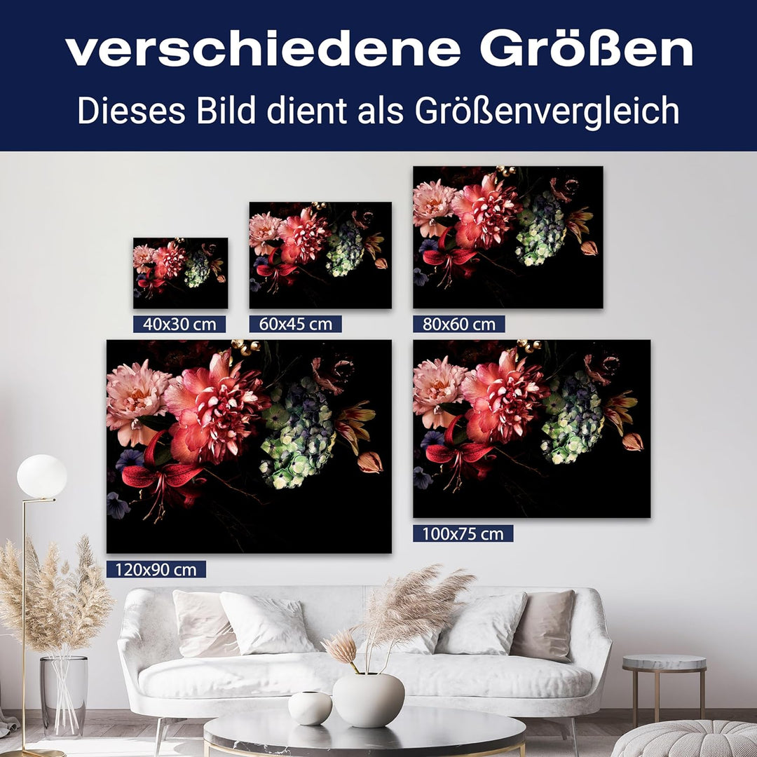 wandmotiv24 Leinwandbild Vintage, 80x60cm, Querformat, Blumen, Deko, Bilder auf Leinwand, Wanddeko,