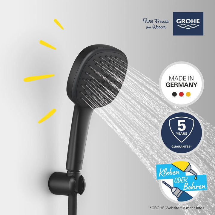 GROHE Vitalio 110, Duschkopf mit Schlauch und Halterung, wassersparend, 8l pro Min (Handbrause 2 Str
