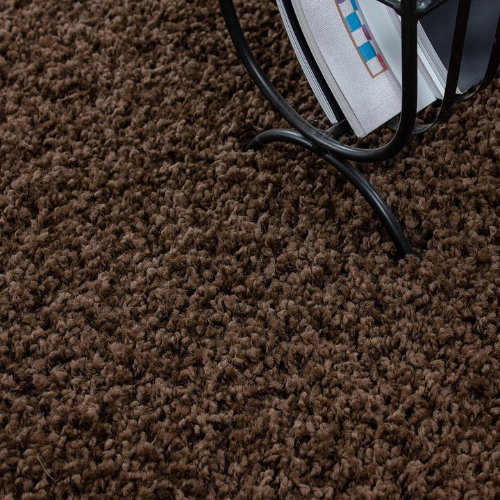 Moderner Hochflor Teppich Läufer Flur 80 x 150 cm Braun - Shaggy Flauschiger Teppich, Extra Weich un