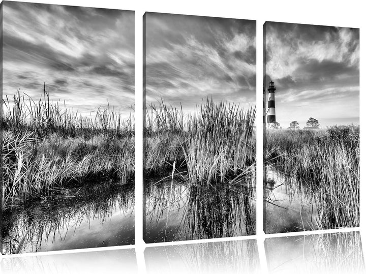 Pixxprint Leuchtturm als Leinwandbild/Grösse: 3 Teilig (120x80) cm/Wandbild/Kunstdruck/fertig bespan