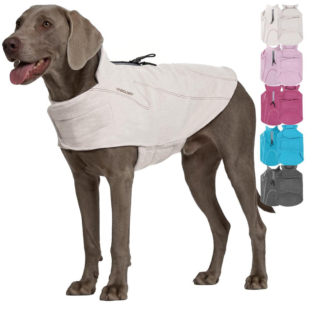 VIVAGLORY Wintermantel Hund Cozywrap Hundemantel Fleecemantel, XL, Beige | Reflektierend &amp; Softshell