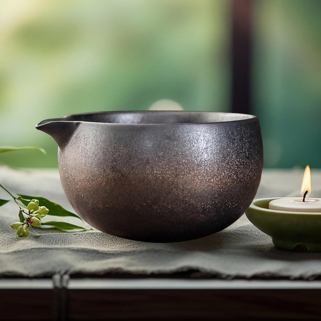Matcha Schale Keramik Matcha Tee Schale, Japanische Keramik Matcha Schale mit Ausguss, Handgemachte