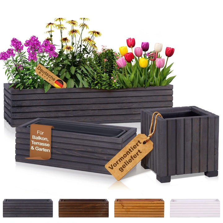 BooGardi Blumenkasten mit Einsatz · Anthrazit 25cm x 25cm x 25cm · 4 Farben 3 Grössen · Pflanzgefäss