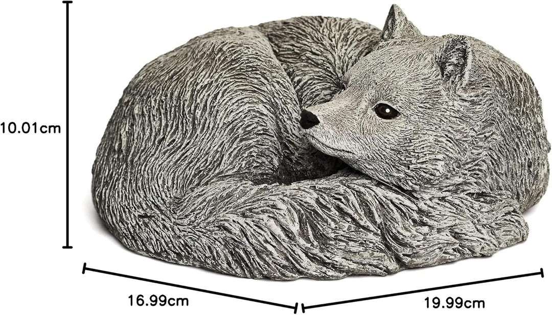stoneandstyle Steinfigur Polarfuchs frostfest Gartenfigur Steinguss