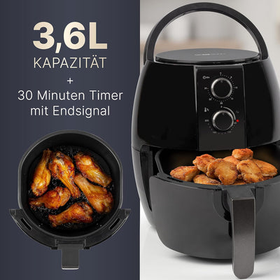 Clatronic® Heissluftfritteuse für Öl- und fettfreie Zubereitung | Airfryer 3,6L | Heissluftfriteuse