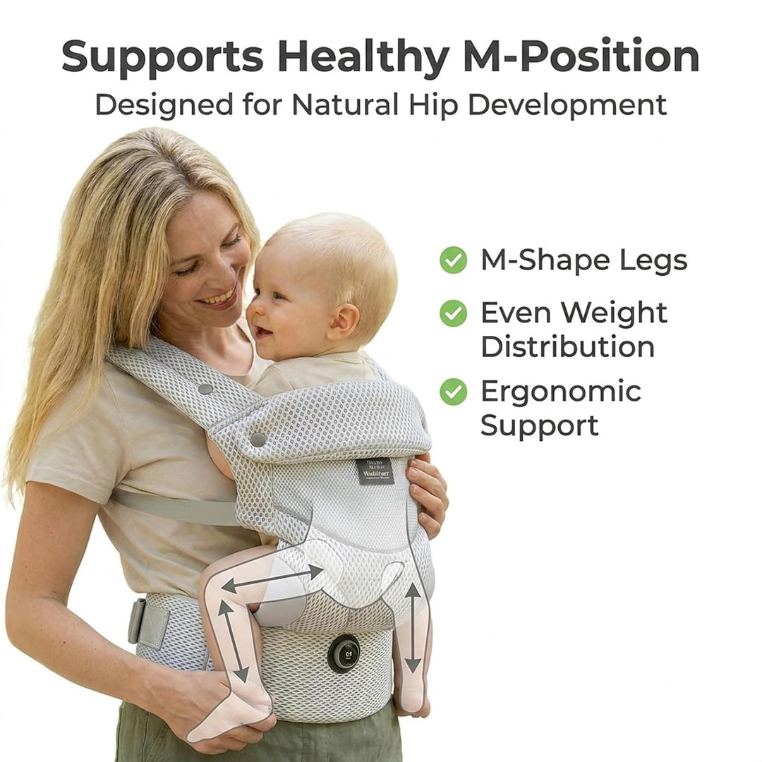 Bebamour Babytrage für 3,6–14,9 kg, ergonomisch, komfortabel, Baumwolle, für vorne und hinten, beige