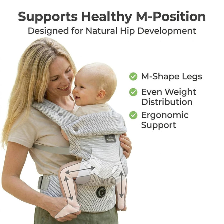 Bebamour Babytrage für 3,6–14,9 kg, ergonomisch, komfortabel, Baumwolle, für vorne und hinten, beige