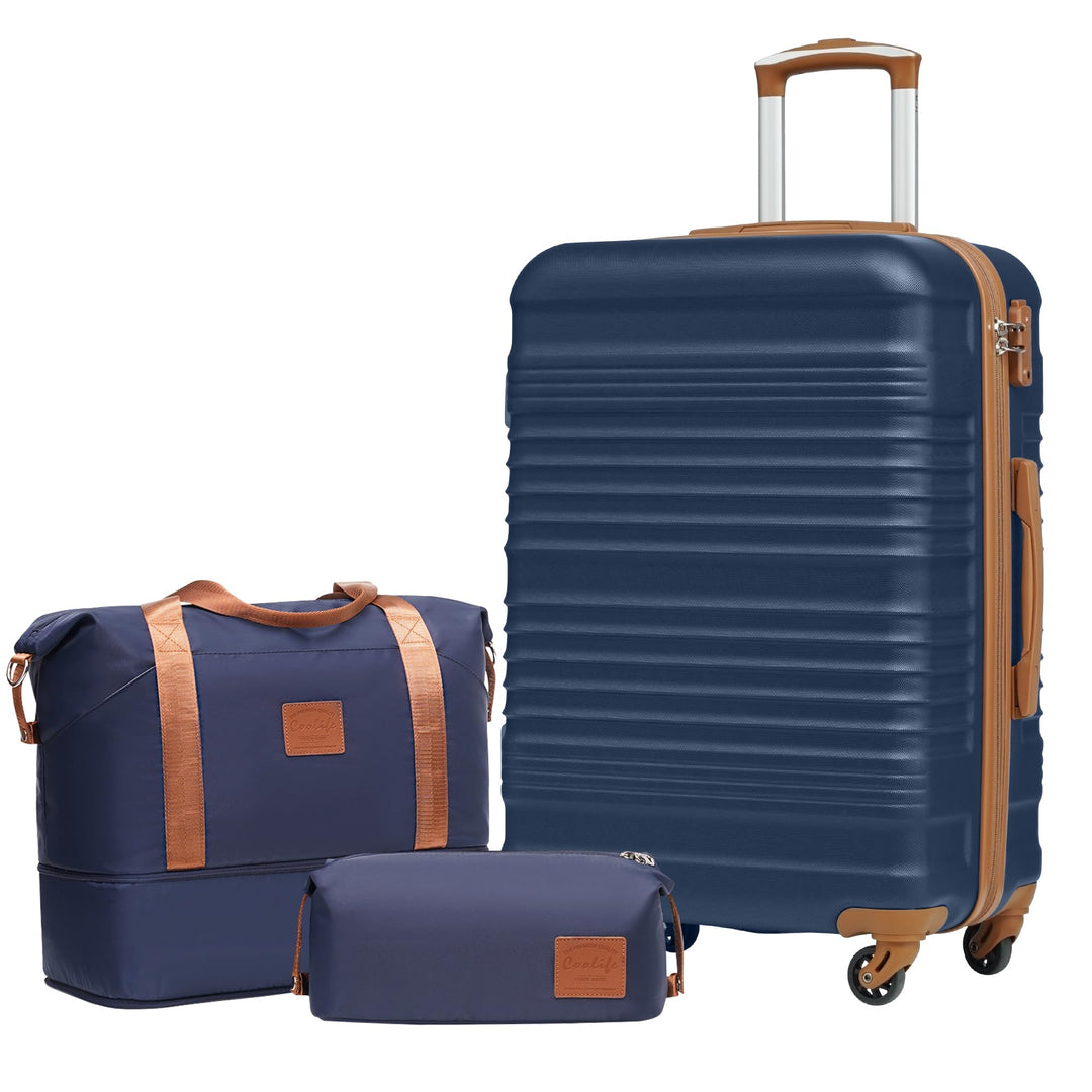 COOLIFE Koffer-Set Trolley Koffer ABS Hartschale Reisekoffer 4 Rollen TSA-Schloss einziehbarer Troll