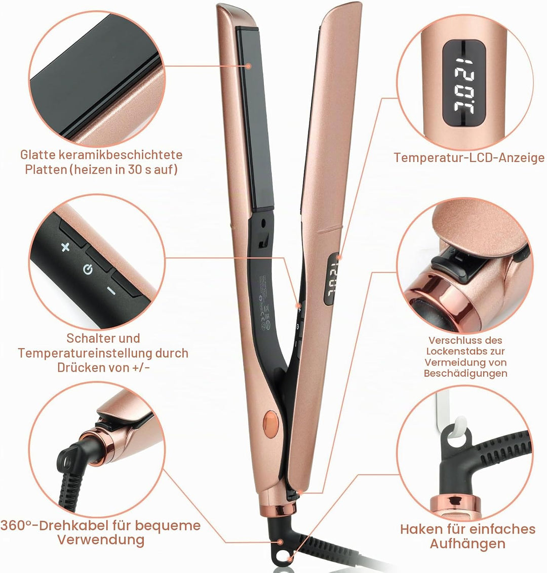 Glätteisen Locken und Glätten 2 in 1 SWORCHI Haarglätter Lockenstab Ceramic Hair Straightener für La