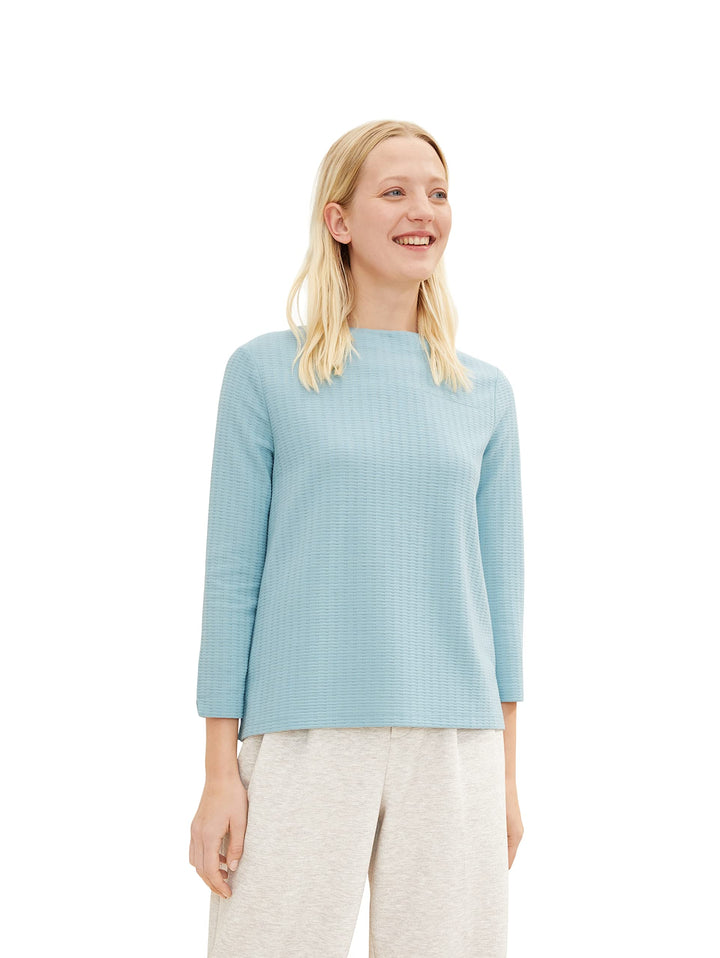 TOM TAILOR Damen Sweatshirt mit Polo-Kragen M 30838 - Tourmaline, M 30838 - Tourmaline