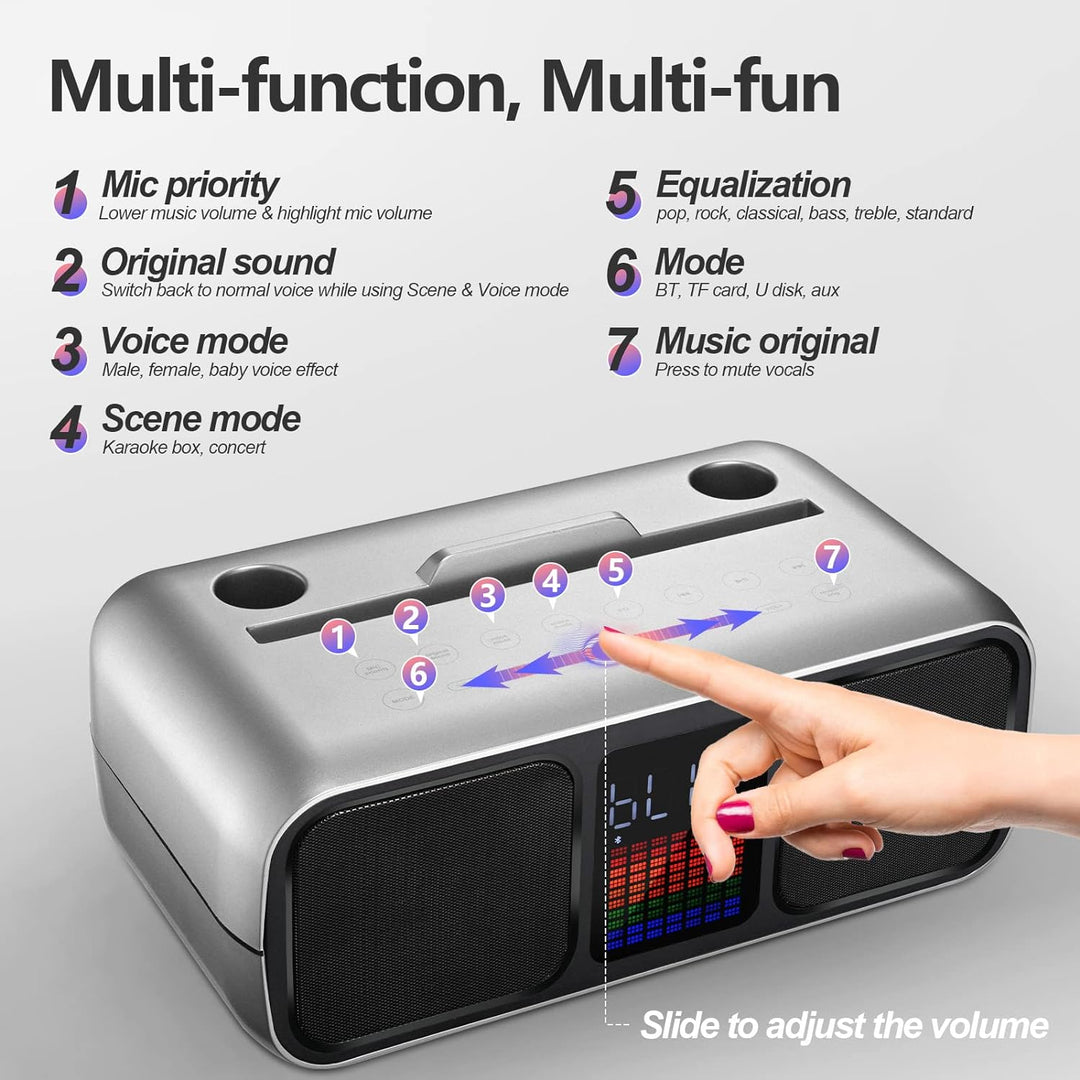 GJCrafts Karaoke Maschine Party Speaker mit 2 Wireless Microphones, Bluetooth Karaoke Lautsprecher m