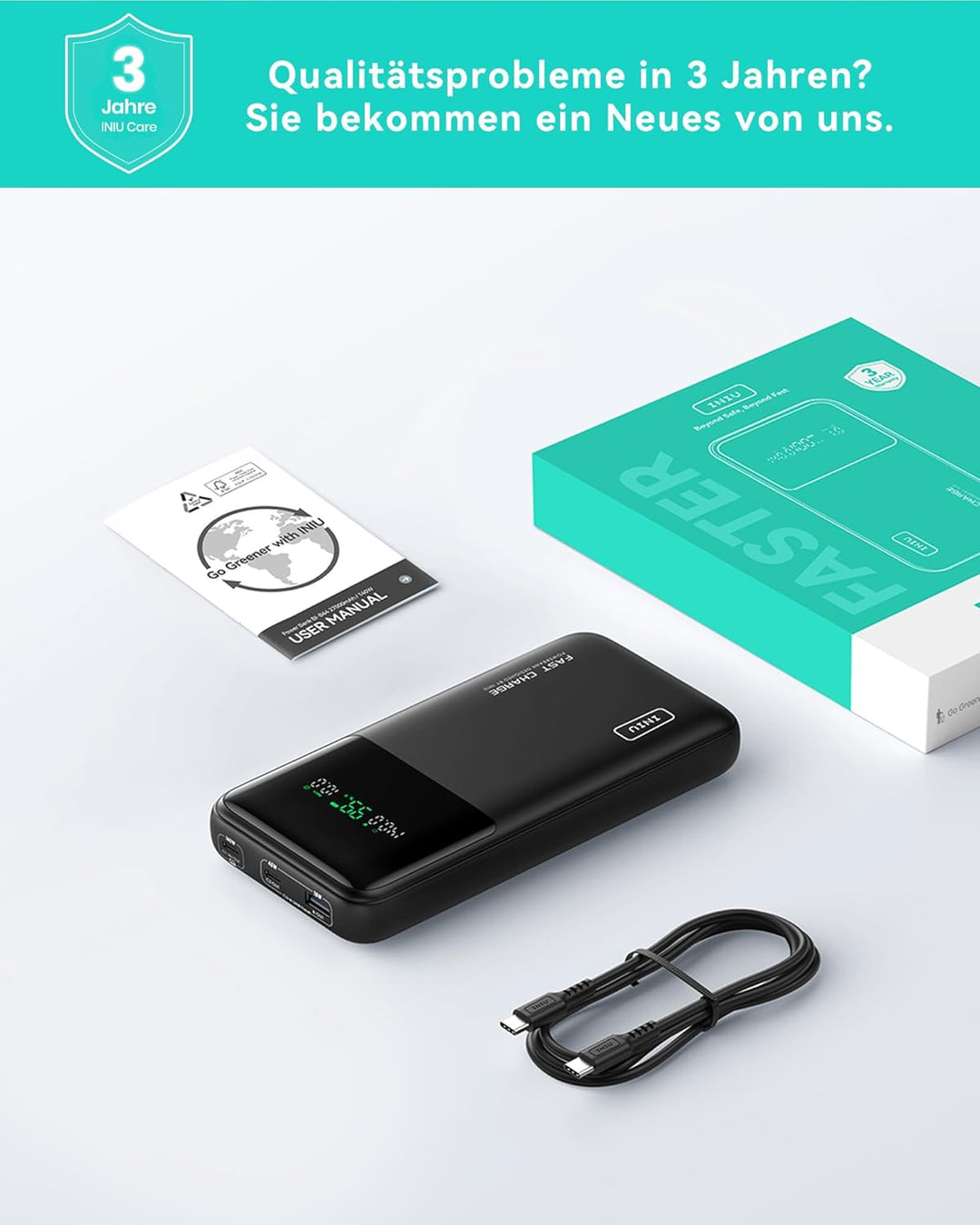 INIU Power Bank, 27000mAh 140W Power Bank Klein Aber Stark USB C Input & Output for Phone & Laptop,